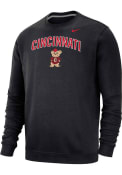 Nike Mens Black Cincinnati Bearcats Club Fleece Crew Sweatshirt