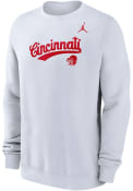 Nike Mens White Cincinnati Bearcats Jordan Club Fleece Script Crew Sweatshirt