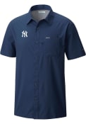 New York Yankees Columbia Slack Tide Camp Dress Shirt - Navy Blue
