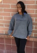 Detroit Womens Dark Charcoal Long Sleeve Corded Crew Sweatshirt