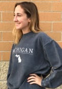 Michigan Womens Navy Long Sleeve Corded Crew Sweatshirt