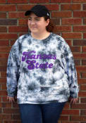 K-State Wildcats Womens Tie-Dye Corded Vintage Crew Sweatshirt - Grey