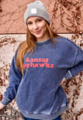 Kansas Jayhawks Womens Campus Crew Sweatshirt - Navy Blue
