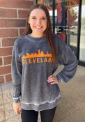 Cleveland Women's Charcoal Campus Over-sized Long Sleeve Crew