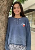 Texas Women's Navy Waffle Boxy Henley Long Sleeve T-Shirt