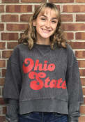 Ohio State Buckeyes Womens Corded Boxy Crew Sweatshirt - Charcoal