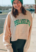Philadelphia Womens Cropped Boxy Crew Crew Sweatshirt - Oatmeal
