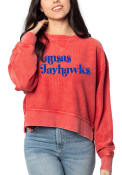 Kansas Jayhawks Womens Corded Boxy Crew Sweatshirt - Red