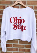 Ohio State Buckeyes Womens Corded Boxy Crew Sweatshirt - White