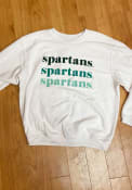 Michigan State Spartans Womens Corded Crew Sweatshirt - White