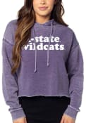 K-State Wildcats Womens Campus Cropped Hooded Sweatshirt - Purple
