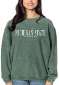 Michigan State Spartans Womens Corded Crew Sweatshirt - Green