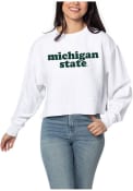 Michigan State Spartans Womens Corded Boxy Crew Sweatshirt - White