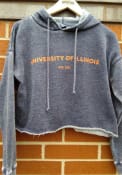 Illinois Fighting Illini Womens Campus Hooded Sweatshirt - Navy Blue
