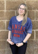 Kansas Jayhawks Womens Waffle Jersey T-Shirt - Blue