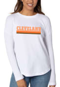 Cleveland White Modern Long Sleeve Crew Pullover