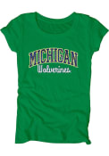 Michigan Wolverines Womens Dyed Scoopneck Green Scoop T-Shirt