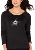 Dallas Stars Womens Distressed Cap Crew Sweatshirt - Black