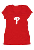 Philadelphia Phillies Womens Official Cap Red Short Sleeve Plus Tee