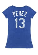 Salvador Perez Majestic Threads Kansas City Royals Womens Blue Tri-blend player Player Tee