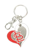St Louis Cardinals Heart Swirl Keychain