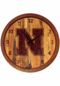 Nebraska Cornhuskers Branded Faux Barrel Top Wall Clock
