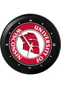 Wisconsin Badgers Ribbed Frame Wall Clock