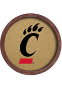 Red Cincinnati Bearcats Logo Faux Barrel Framed Cork Board Sign