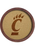 Red Cincinnati Bearcats Logo Faux Barrel Framed Cork Board Sign