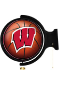 Wisconsin Badgers Basketball Round Rotating Lighted Sign