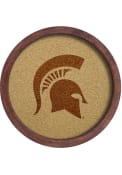 Michigan State Spartans Faux Barrel Framed Cork Board Sign