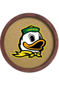 Oregon Ducks Mascot Faux Barrel Framed Cork Board Sign