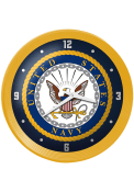Navy Ribbed Frame Wall Clock