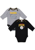 Pittsburgh Steelers Baby Touchdown 2PK LS One Piece - Black