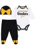 Pittsburgh Steelers Infant Girls Awesome Girl 3PK Top and Bottom - Black