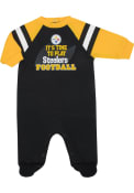 Pittsburgh Steelers Baby All About Football One Piece Pajamas - Black