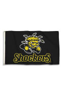 Wichita State Shockers 3x5 Black Grommet Black Silk Screen Grommet Flag