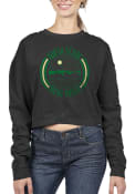 North Texas Mean Green Womens Fleece Cropped Crew Sweatshirt - Black