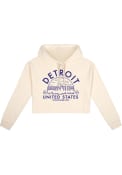 Detroit Womens Fleece Cropped Hooded Sweatshirt - White