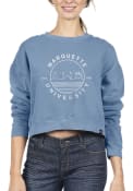 Marquette Golden Eagles Womens Pigment Dyed Crop Crew Sweatshirt - Blue