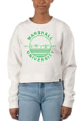 Marshall Thundering Herd Womens Pigment Dyed Crop Crew Sweatshirt - Ivory