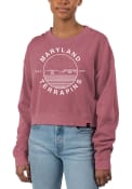 Maryland Terrapins Womens Pigment Dyed Crop Crew Sweatshirt - Maroon