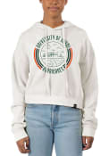 Miami Hurricanes Womens Pigment Dyed Crop Hooded Sweatshirt - Ivory