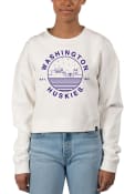 Washington Huskies Womens Pigment Dyed Crop Crew Sweatshirt - Ivory