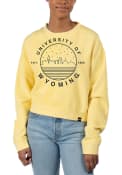Wyoming Cowboys Womens Pigment Dyed Crop Crew Sweatshirt - Yellow