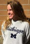 Michigan Wolverines Womens Comfy Terry Oatmeal Crew Sweatshirt