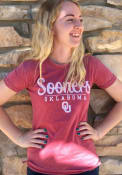 Oklahoma Sooners Womens Cherie Vintage Boyfriend Crew Neck T-Shirt - Crimson