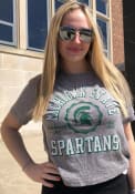 Michigan State Spartans Womens Bishop Crop Crew Neck T-Shirt - Grey