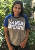 Kansas Jayhawks Womens Bentley Crew Neck Raglan T-Shirt - Grey