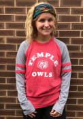 Temple Owls Womens Piper Raglan T-Shirt - Red